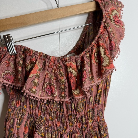 Gipsy Queen - Free People - Paisley One Shoulder Mini Dress Small/med NWT - Picture 4 of 14